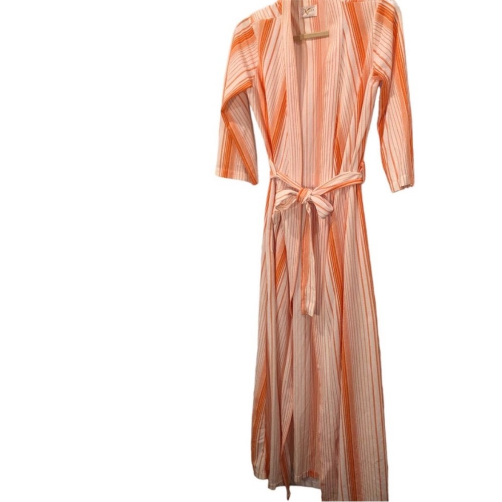 katz Vintage orange white striped bathrobe S
34 bust 
no size tag 
midi